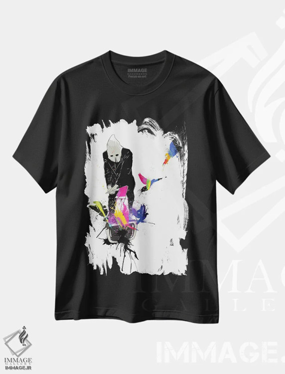 تیشرت مشکی طرح دار – تیشرت فانتزی ,"جلاد" اثر ماتیولِه فروشگاه ایماژ