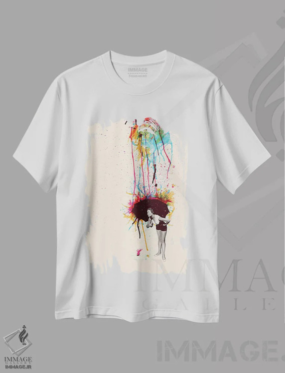 تیشرت سفید طرح دار – تیشرت هنری ,"کور رنگ" اثر ماتیولِه immage.ir