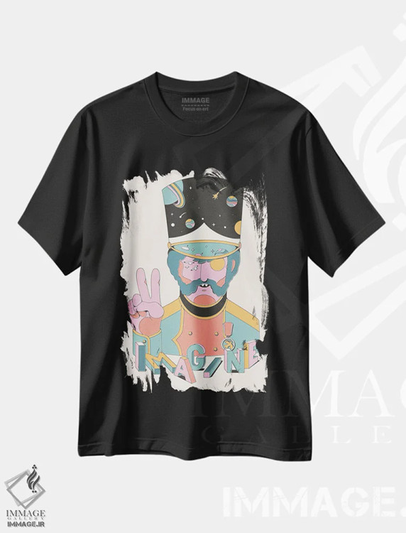 تیشرت مشکی طرح دار – تیشرت هنری ,تصور کن اثر ماتیولِه فروشگاه ایماژ