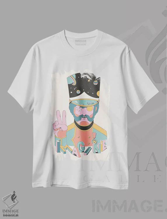 تیشرت سفید طرح دار – تیشرت هنری ,تصور کن اثر ماتیولِه immage.ir