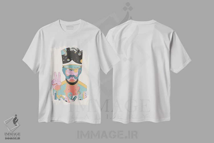 تیشرت سفید طرح دار – تیشرت هنری ,تصور کن اثر ماتیولِه immage.ir