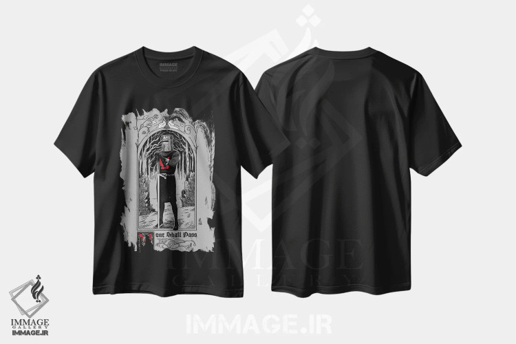 تیشرت مشکی طرح دار – تیشرت مردانه ,هیچ کس عبور نخواهد کرد اثر ماتیولِه فروشگاه ایماژ