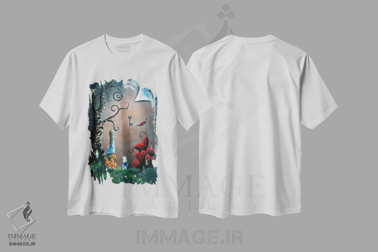 تیشرت سفید طرح دار – تیشرت فانتزی دخترانه ,کلید سرزمین عجایب اثر سالن هنری مون لایت فروشگاه ایماژ