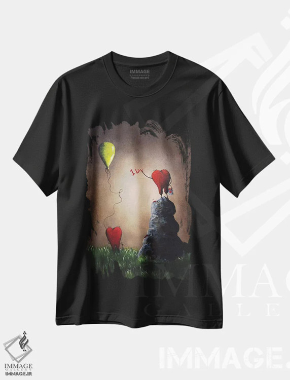 تیشرت مشکی طرح دار – تیشرت عاشقانه ,عشق بازیگوش است اثر سالن هنری مون لایت فروشگاه ایماژ