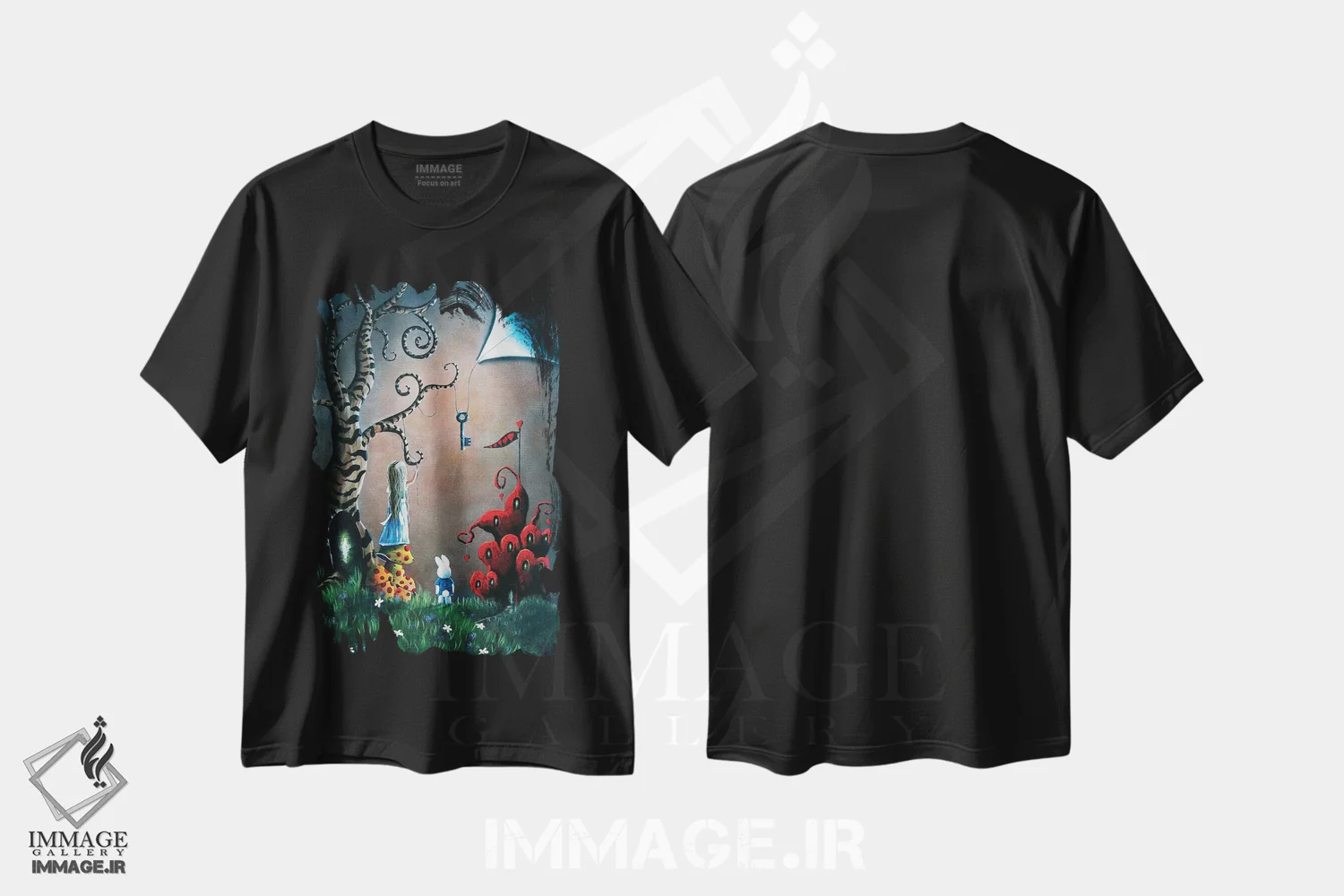 تیشرت مشکی طرح دار – تیشرت فانتزی دخترانه ,کلید سرزمین عجایب اثر سالن هنری مون لایت immage.ir