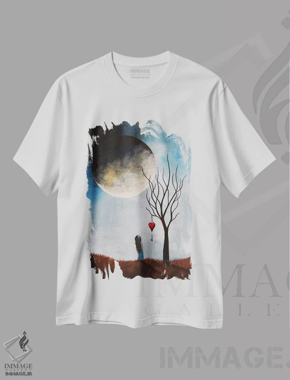 تیشرت سفید طرح دار – تیشرت نجومی ,ممکن است ردپای عشق داشته باشد اثر سالن هنری مون لایت immage.ir