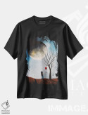 تیشرت مشکی طرح دار – تیشرت نجومی ,ممکن است ردپای عشق داشته باشد اثر سالن هنری مون لایت فروشگاه ایماژ