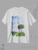 تیشرت سفید طرح دار – تیشرت پاییز ,جای مورد علاقه من اثر سالن هنری مون لایت immage.ir