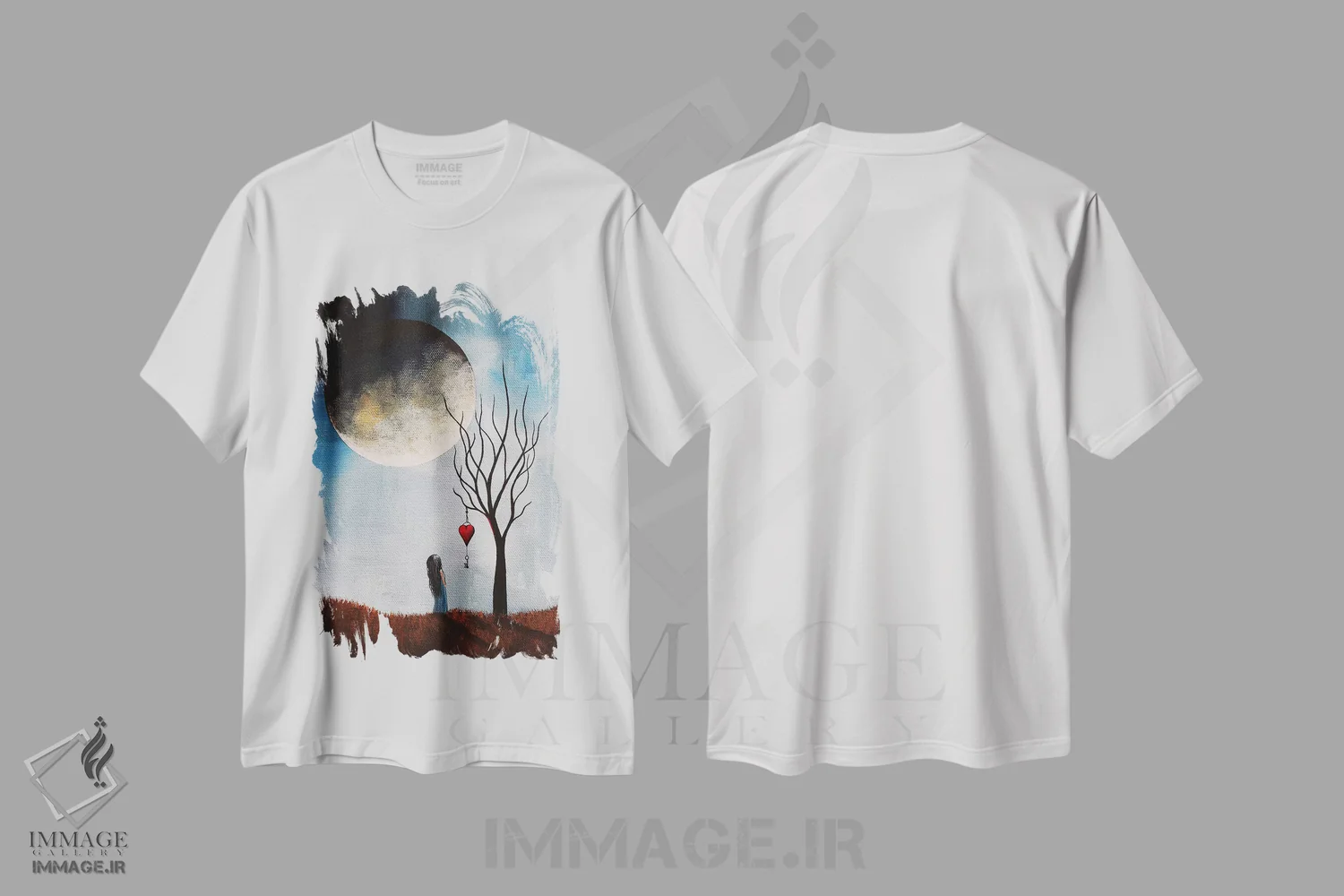 تیشرت سفید طرح دار – تیشرت نجومی ,ممکن است ردپای عشق داشته باشد اثر سالن هنری مون لایت immage.ir