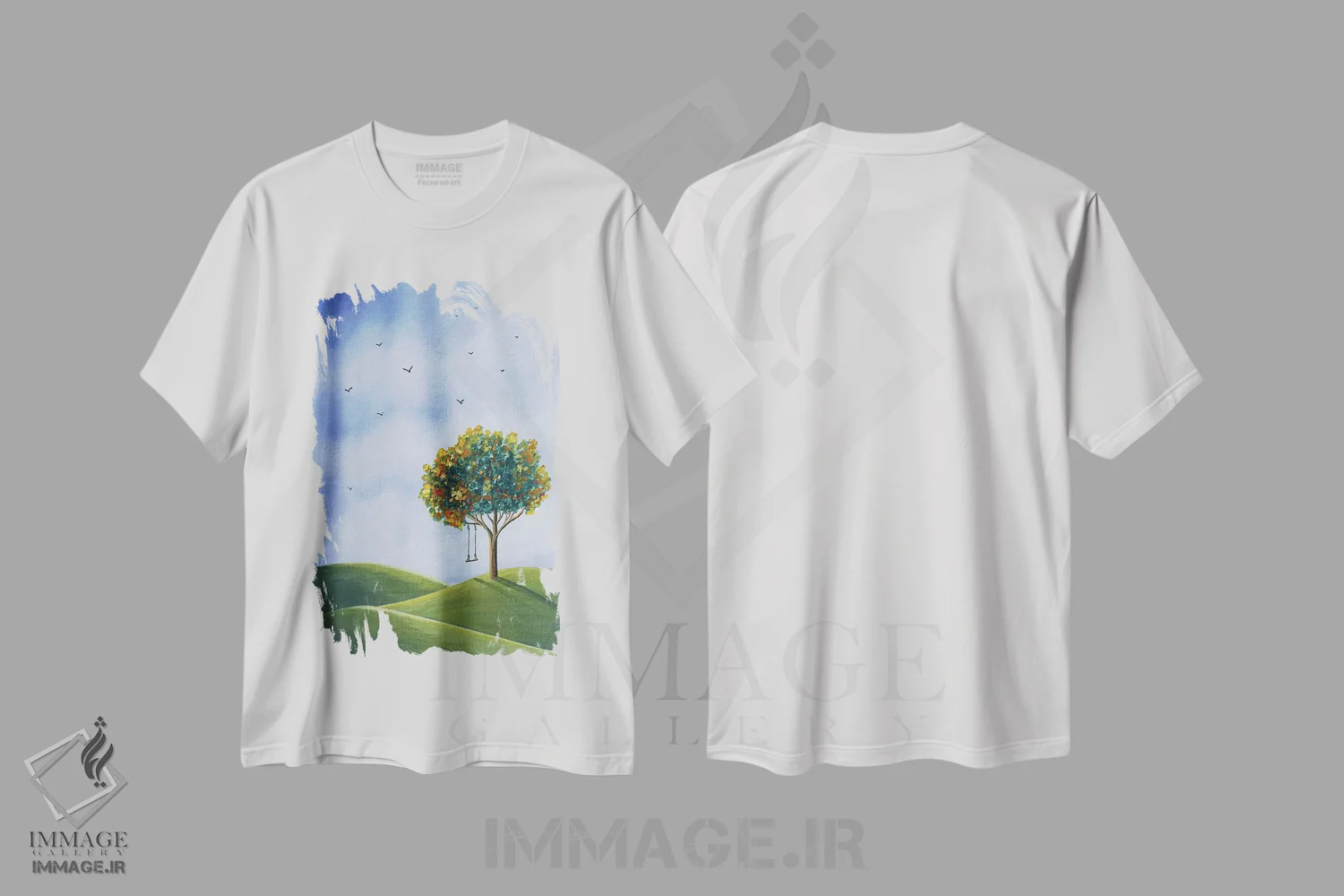 تیشرت سفید طرح دار – تیشرت پاییز ,جای مورد علاقه من اثر سالن هنری مون لایت immage.ir