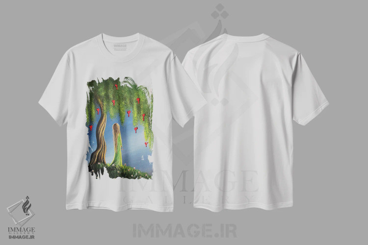 تیشرت سفید طرح دار – تیشرت عشق ,شب دل های خونین اثر سالن هنری مون لایت فروشگاه ایماژ