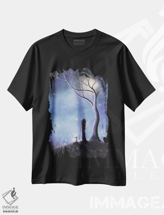تیشرت مشکی طرح دار – تیشرت فانتزی ,شب پری ها اثر سالن هنری مون لایت فروشگاه ایماژ