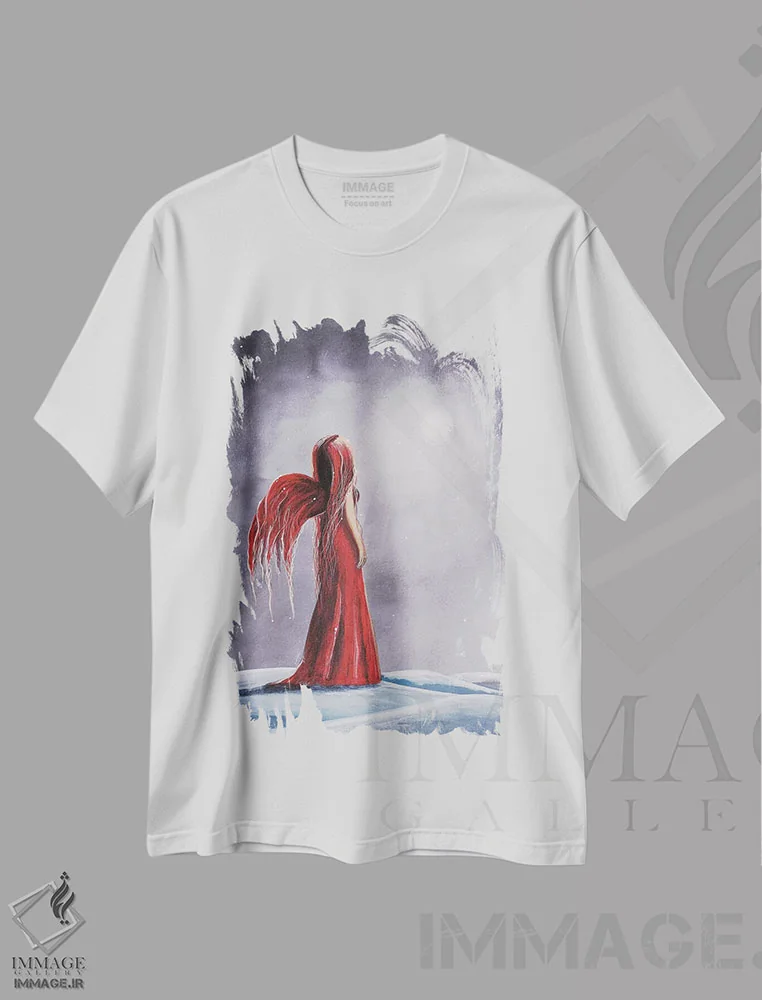 تیشرت سفید طرح دار – تیشرت فانتزی ,ملکه شب های زمستانی اثر سالن هنری مون لایت فروشگاه ایماژ