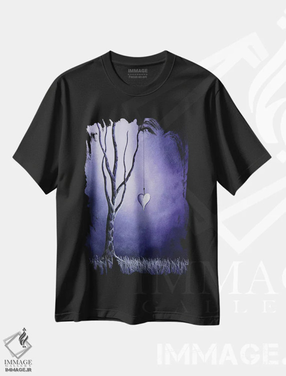 تیشرت مشکی طرح دار – تیشرت عشق ,عشق بنفش اثر سالن هنری مون لایت فروشگاه ایماژ