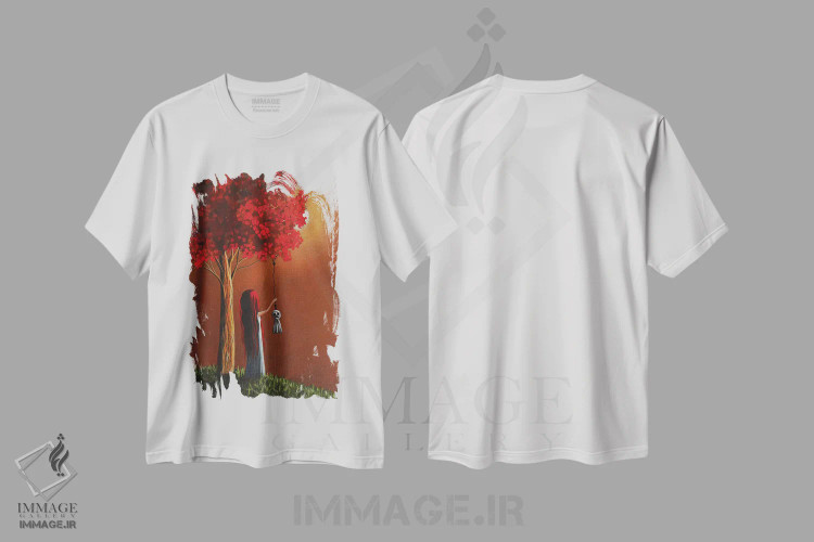 تیشرت سفید طرح دار – تیشرت هنری ,حالا او تنها نخواهد بود اثر سالن هنری مون لایت immage.ir