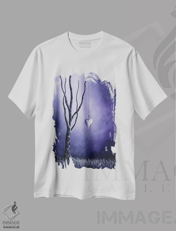 تیشرت سفید طرح دار – تیشرت عشق ,عشق بنفش اثر سالن هنری مون لایت immage.ir