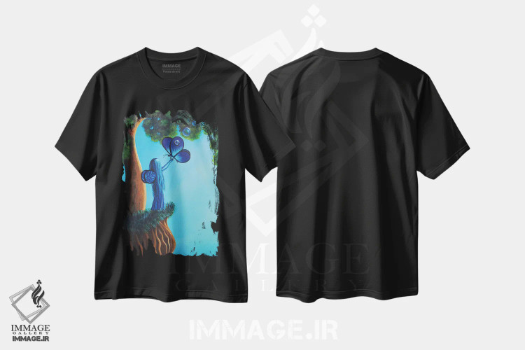 تیشرت مشکی طرح دار – تیشرت فانتزی ,پری یاقوت کبود اثر سالن هنری مون لایت immage.ir