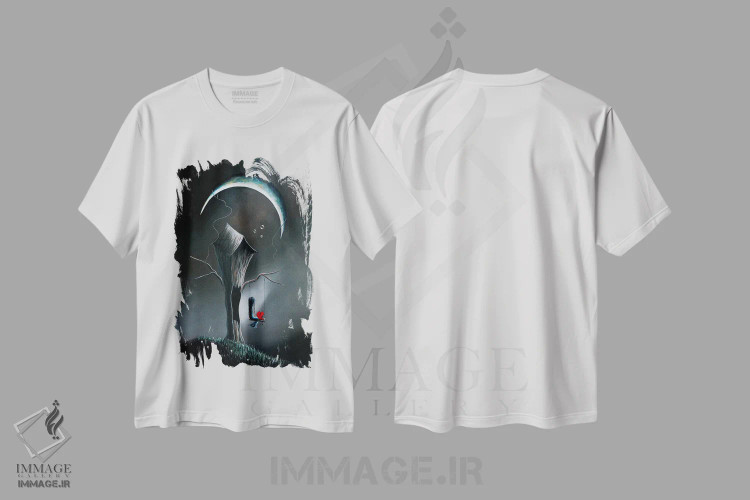 تیشرت سفید طرح دار – تیشرت ماه هلالی ,هدیه های پنهان اثر سالن هنری مون لایت immage.ir