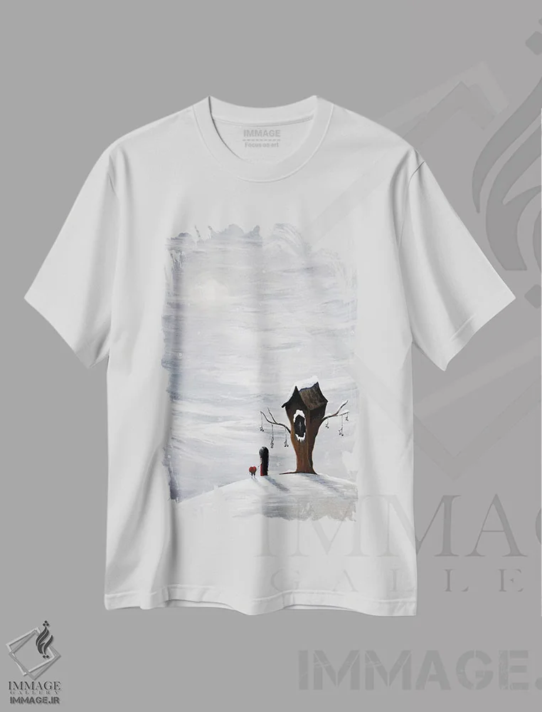 تیشرت سفید طرح دار – تیشرت زمستانی هنری ,شش آرزو باقی مانده اثر سالن هنری مون لایت immage.ir