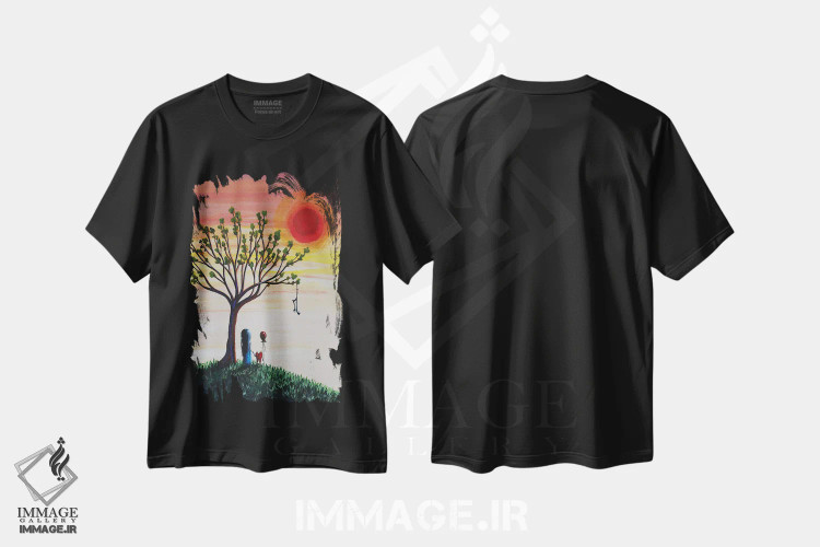 تیشرت مشکی طرح دار – تیشرت خورشید ,آرام برایم بخوان اثر سالن هنری مون لایت immage.ir