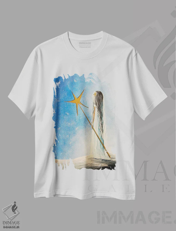 تیشرت سفید طرح دار – تیشرت هنری زمستانی ,ملکه برفی اثر سالن هنری مون لایت فروشگاه ایماژ