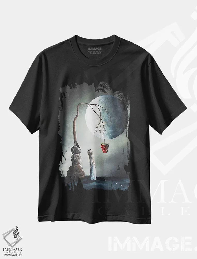 تیشرت مشکی طرح دار – تیشرت ماه کامل ,بسیار وسوسه انگیز اثر سالن هنری مون لایت فروشگاه ایماژ