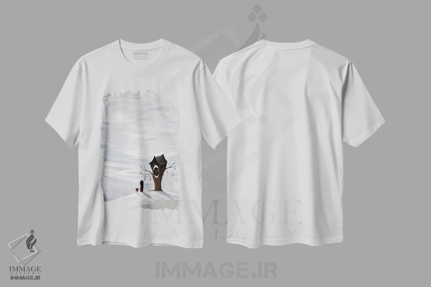 تیشرت سفید طرح دار – تیشرت زمستانی هنری ,شش آرزو باقی مانده اثر سالن هنری مون لایت immage.ir