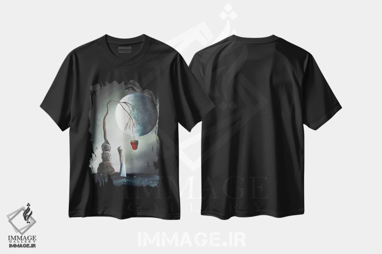 تیشرت مشکی طرح دار – تیشرت ماه کامل ,بسیار وسوسه انگیز اثر سالن هنری مون لایت فروشگاه ایماژ