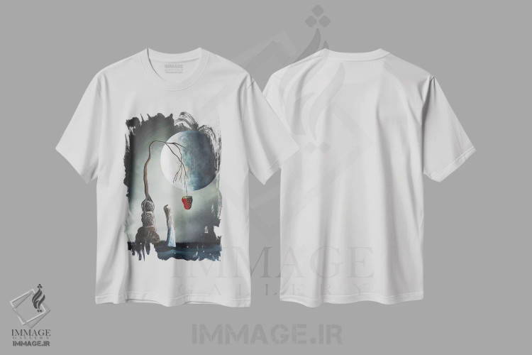 تیشرت سفید طرح دار – تیشرت ماه کامل ,بسیار وسوسه انگیز اثر سالن هنری مون لایت immage.ir
