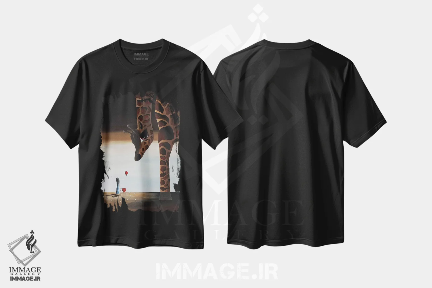 تیشرت مشکی طرح دار – تیشرت حیوانات ,توقف برای عشق اثر سالن هنری مون لایت immage.ir