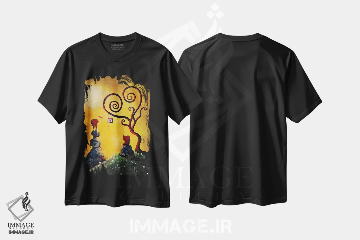 تیشرت مشکی طرح دار – تیشرت عاشقانه ,خیلی رمانتیک اثر سالن هنری مون لایت فروشگاه ایماژ
