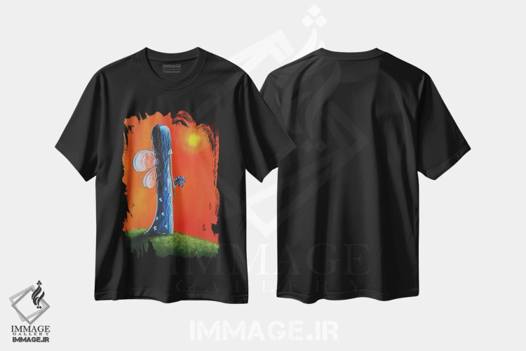 تیشرت مشکی طرح دار – تیشرت فانتزی ,پری تابستانی اثر سالن هنری مون لایت immage.ir