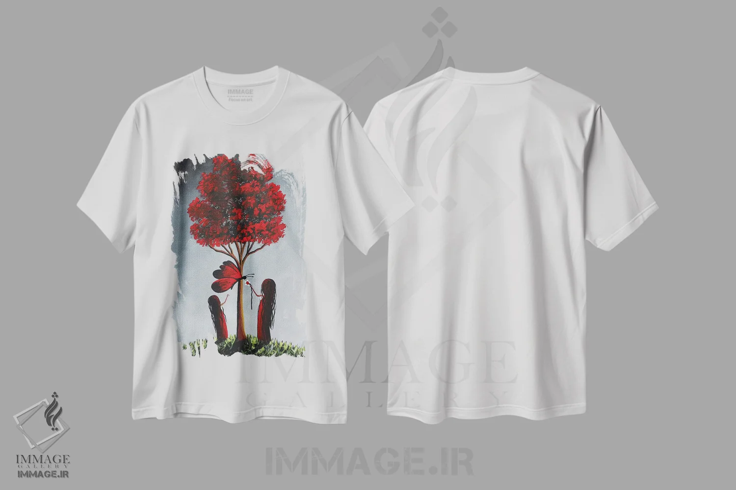 تیشرت سفید طرح دار – تیشرت طبیعت ,تفریح تابستانی با خواهرم اثر سالن هنری مون لایت immage.ir