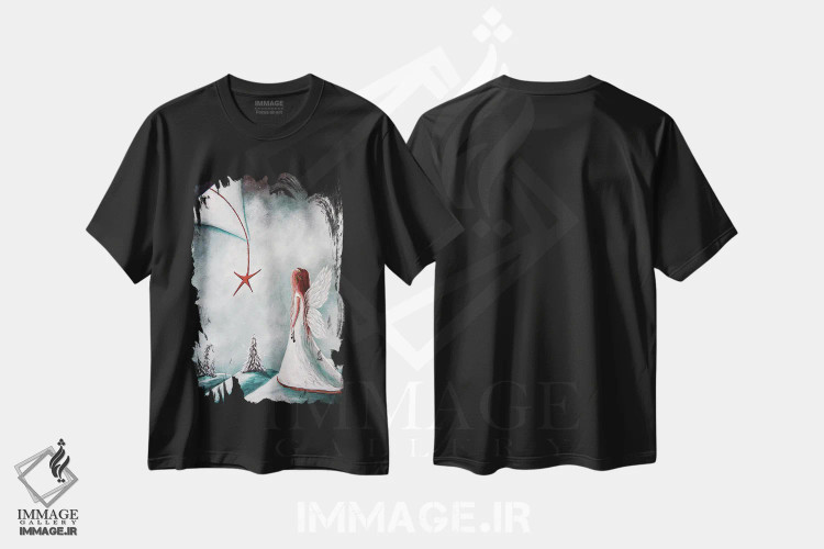 تیشرت مشکی طرح دار – تیشرت فانتزی ,ستاره کریسمس اثر سالن هنری مون لایت فروشگاه ایماژ