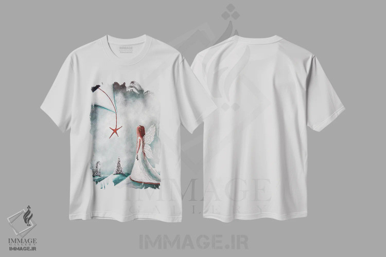 تیشرت سفید طرح دار – تیشرت فانتزی ,ستاره کریسمس اثر سالن هنری مون لایت immage.ir