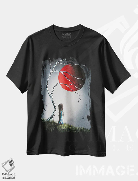 تیشرت مشکی طرح دار – تیشرت فانتزی ,وقتی به تو فکر می کند اثر سالن هنری مون لایت immage.ir