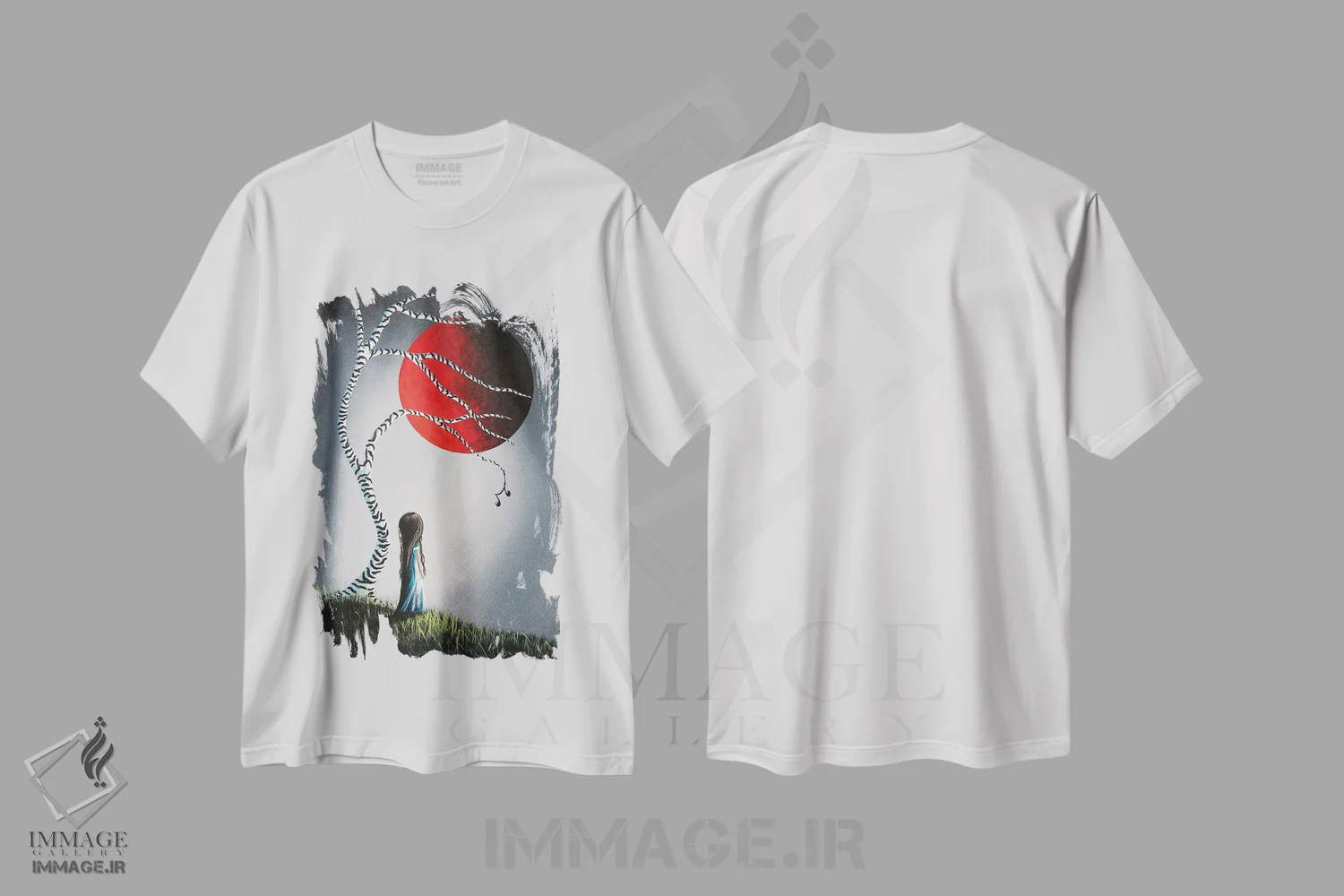 تیشرت سفید طرح دار – تیشرت فانتزی ,وقتی به تو فکر می کند اثر سالن هنری مون لایت فروشگاه ایماژ