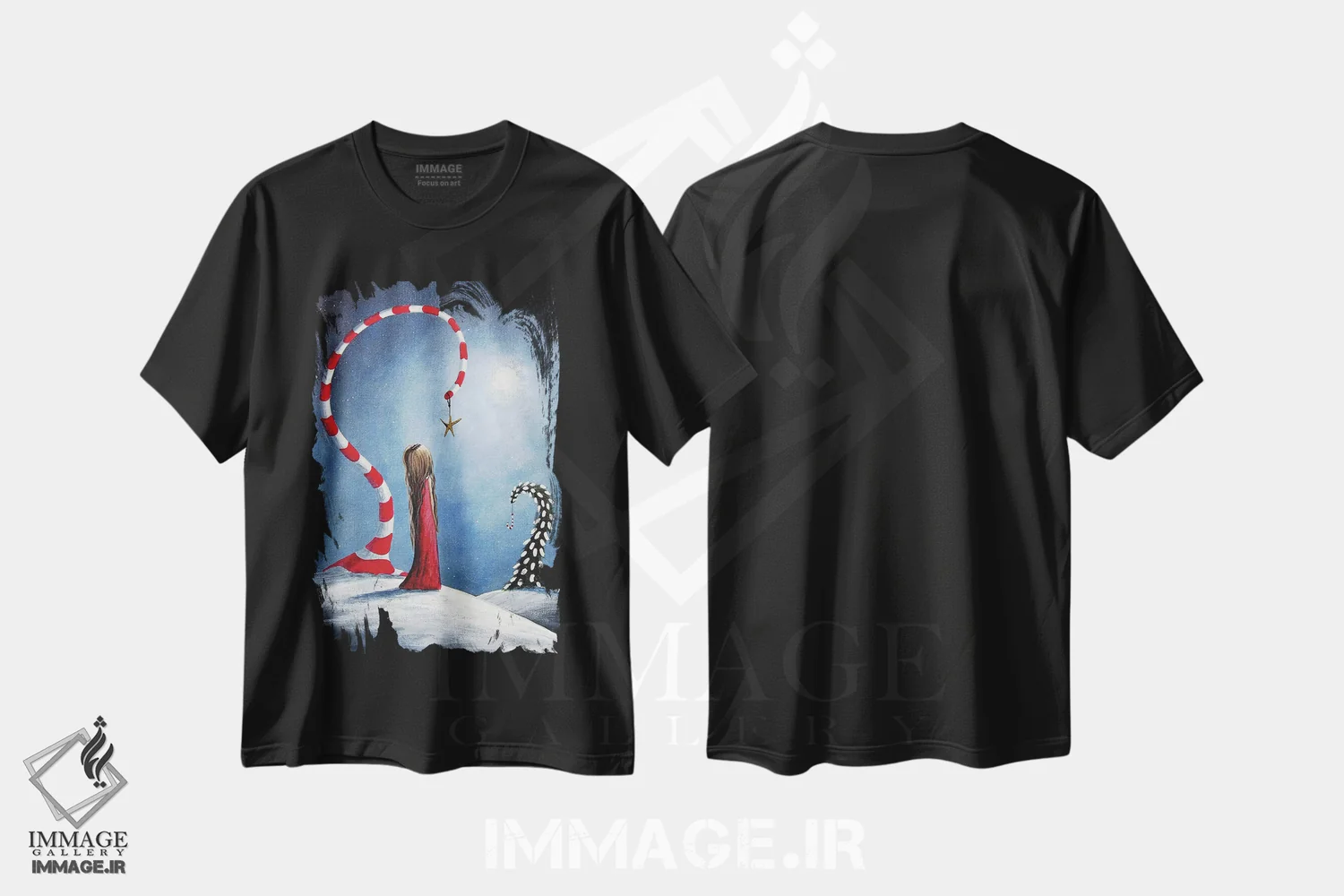 تیشرت مشکی طرح دار – تیشرت زمستانی ,ستاره آرزوها اثر سالن هنری مون لایت immage.ir