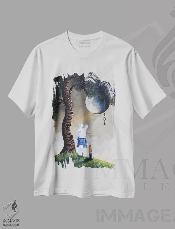 تیشرت سفید طرح دار – تیشرت فانتزی زنانه ,دیروز فقط یک رویا فاصله دارد اثر سالن هنری مون لایت immage.ir