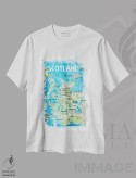 تیشرت سفید طرح دار – تیشرت هنری ,اسکاتلند - نقشه تصویری با نمادها و نکات برجسته اثر مارکوس و مارتینا بلیشنر فروشگاه ایماژ