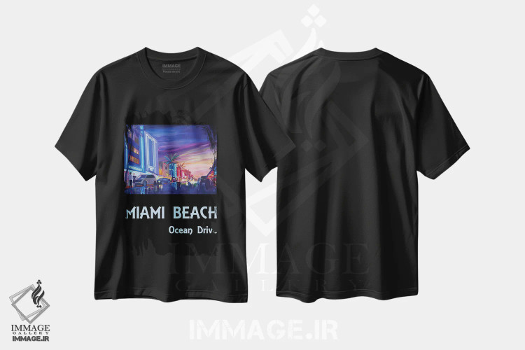 تیشرت مشکی طرح دار – تیشرت ساحلی ,پوستر اوشن درایو میامی بیچ اثر مارکوس و مارتینا بلیشنر immage.ir