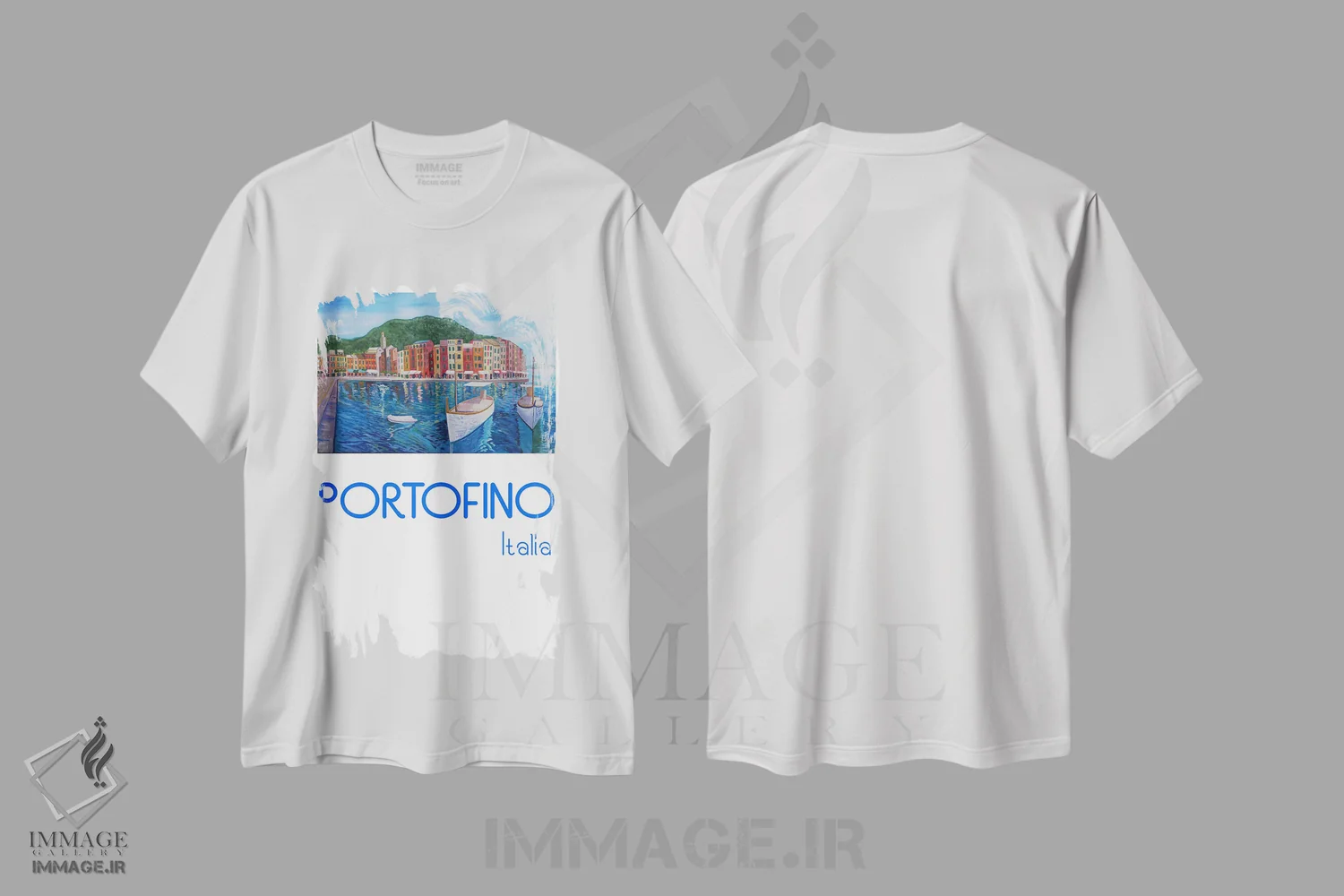 تیشرت سفید طرح دار – تیشرت رترو ,پوستر رترو پورتوفینو، مروارید مدیترانه در ریویرا ایتالیا اثر مارکوس و مارتینا بلیشنر immage.ir
