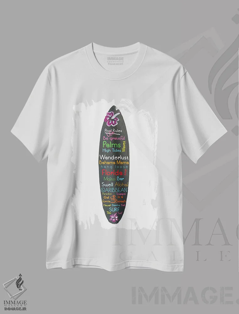 تیشرت سفید طرح دار – تیشرت گرافیکی ,فلسفه تخته موج سواری اثر مارکوس و مارتینا بلیشنر فروشگاه ایماژ