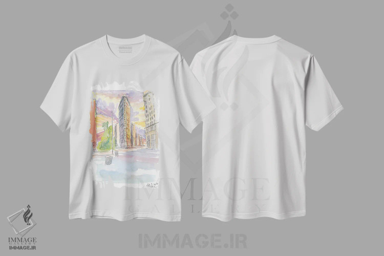 تیشرت سفید طرح دار – تیشرت شهری ,غروب تماشایی فلت آیرون در نیویورک اثر مارکوس و مارتینا بلیشنر immage.ir