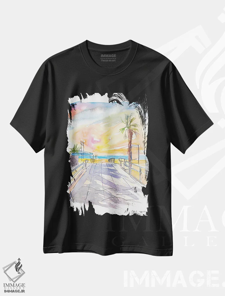 تیشرت مشکی طرح دار – تیشرت ساحلی ,حال وهوای تابستانی در ساحل آدریاتیک ایتالیا اثر مارکوس و مارتینا بلیشنر فروشگاه ایماژ