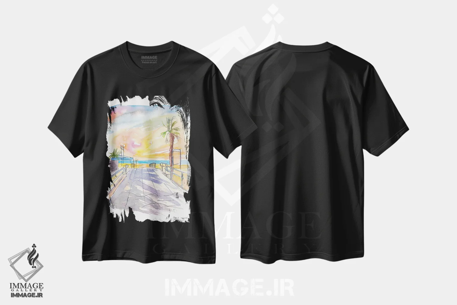 تیشرت مشکی طرح دار – تیشرت ساحلی ,حال وهوای تابستانی در ساحل آدریاتیک ایتالیا اثر مارکوس و مارتینا بلیشنر فروشگاه ایماژ
