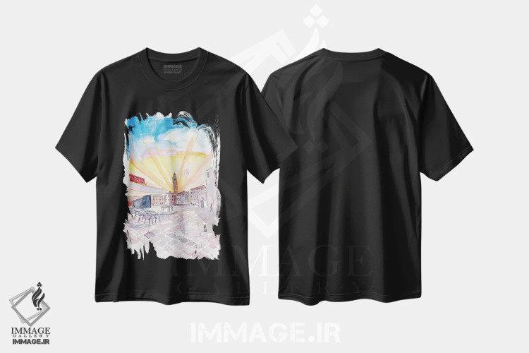 تیشرت مشکی طرح دار – تیشرت شهری ,کامپو سنت آنجلو آرام با چشم انداز سانتو استفانو در ونیز اثر مارکوس و مارتینا بلیشنر فروشگاه ایماژ