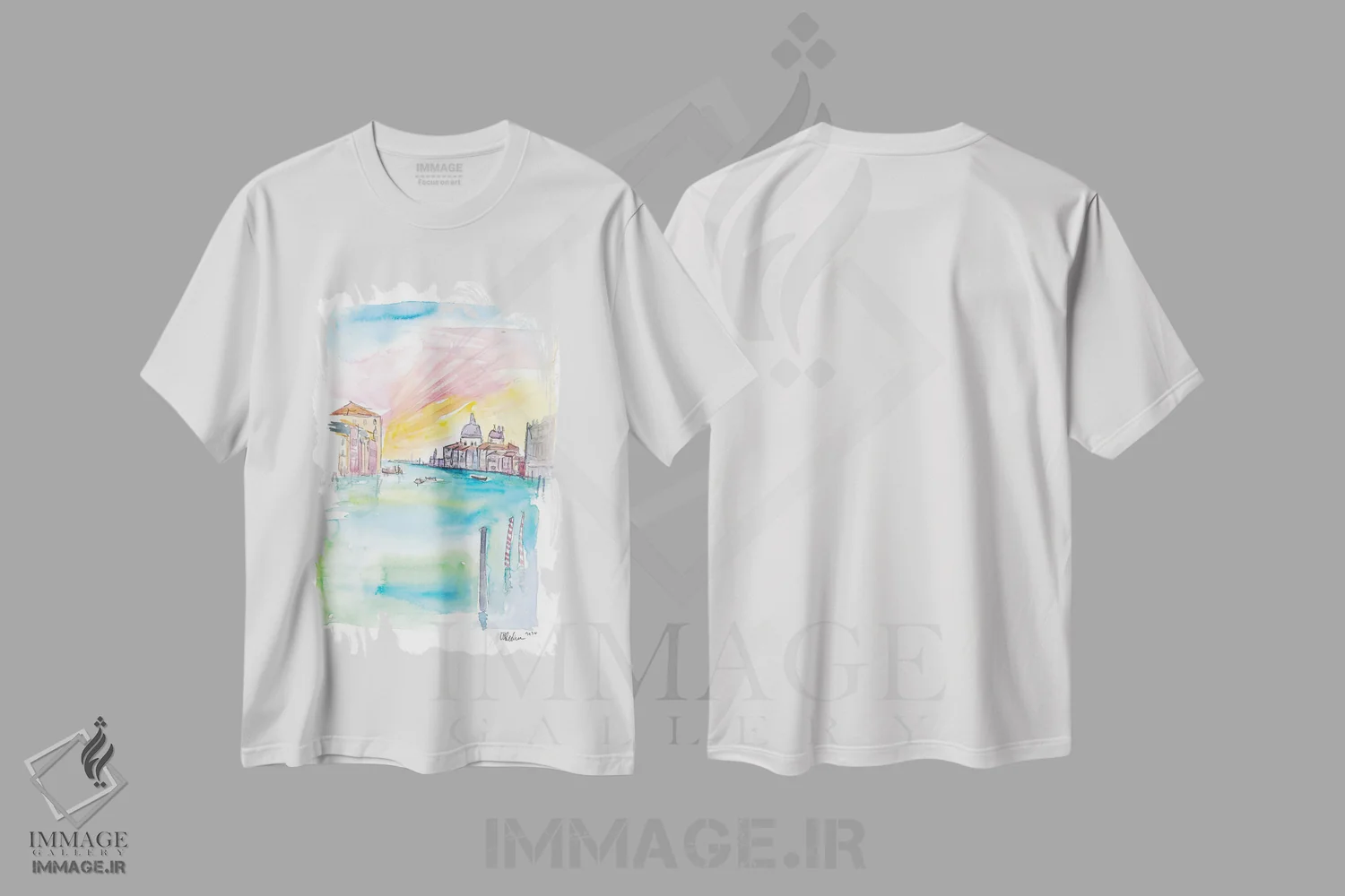 تیشرت سفید طرح دار – تیشرت هنری ونیز ,نمای پل دل آکادمیا از سانتا ماریا دلا سالوت در ونیز اثر مارکوس و مارتینا بلیشنر فروشگاه ایماژ