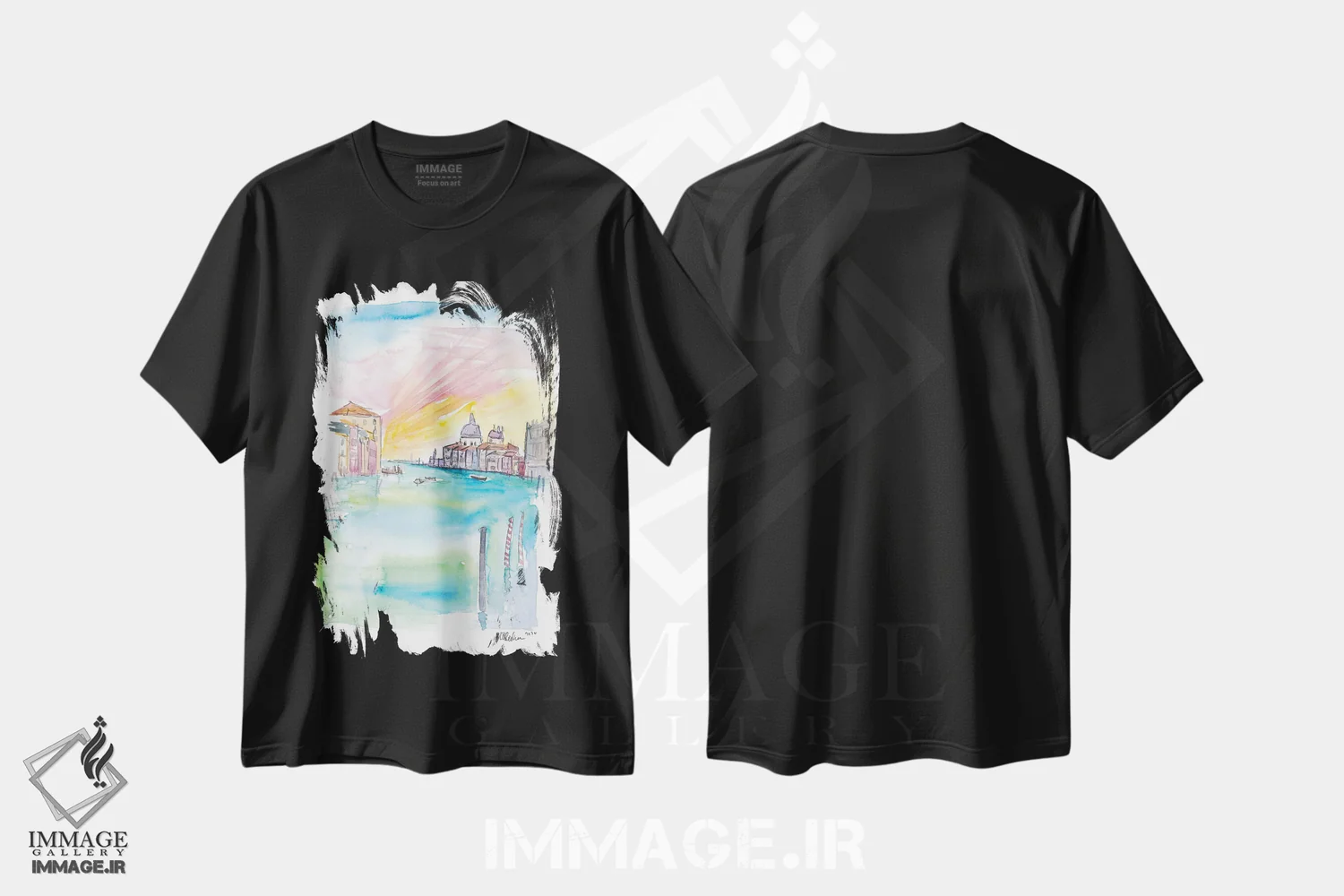 تیشرت مشکی طرح دار – تیشرت هنری ونیز ,نمای پل دل آکادمیا از سانتا ماریا دلا سالوت در ونیز اثر مارکوس و مارتینا بلیشنر immage.ir