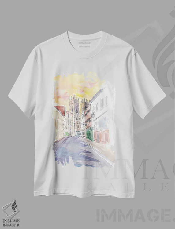 تیشرت سفید طرح دار – تیشرت هنری انگلستان ,حال وهوای قدیمی انگلستان در یورک یورکشایر همراه با کلیسا اثر مارکوس و مارتینا بلیشنر فروشگاه ایماژ